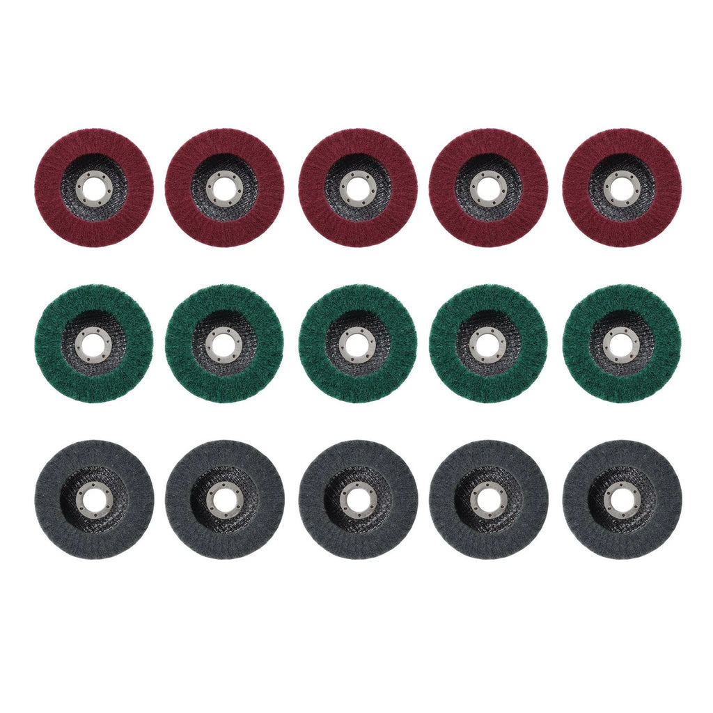 Set of 15 Flap Wheels 180# 320# 600# for 4.5 Inch Discs