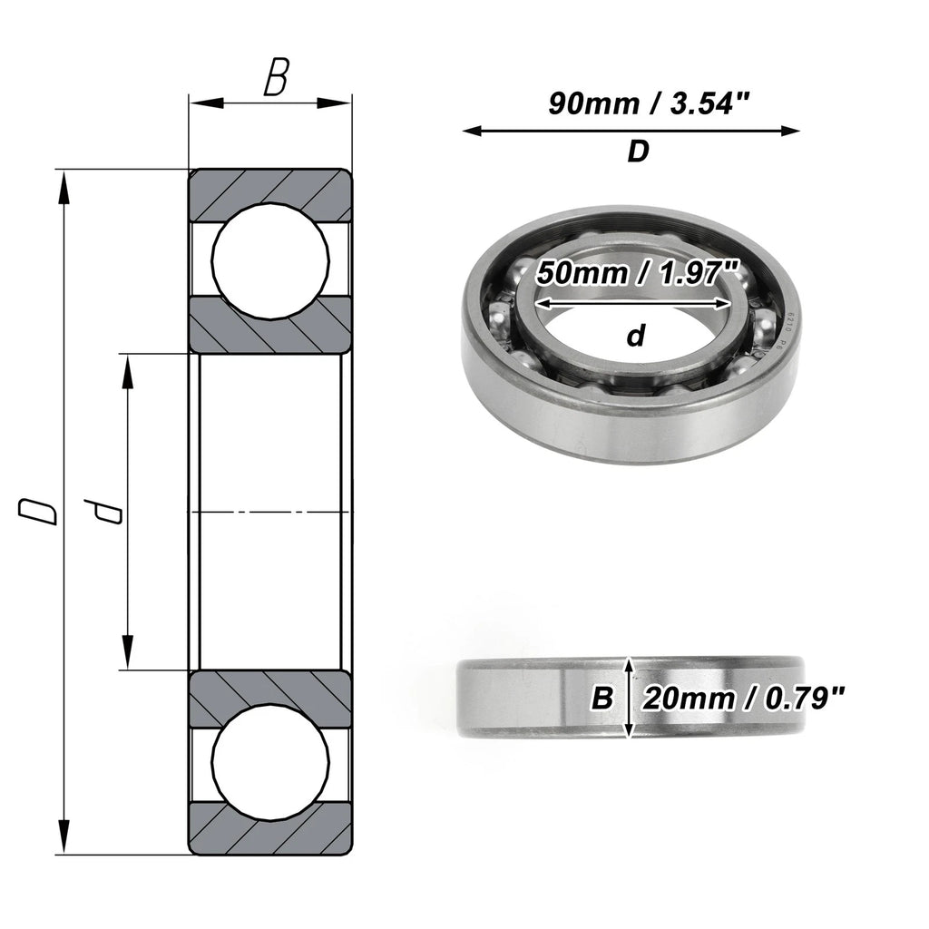 6210 Deep Groove Ball Bearing for Scooter Skateboard Wheel (50x90x20mm)