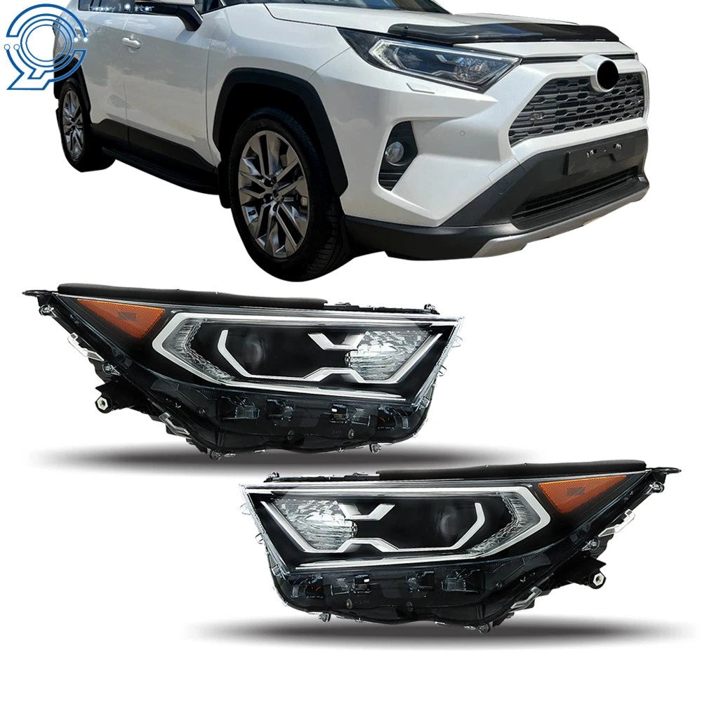 Set of 2 LED Headlights for Toyota RAV4 Hybrid (2019–2022) Black Bezel