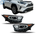 Set of 2 LED Headlights for Toyota RAV4 Hybrid (2019–2022) Black Bezel