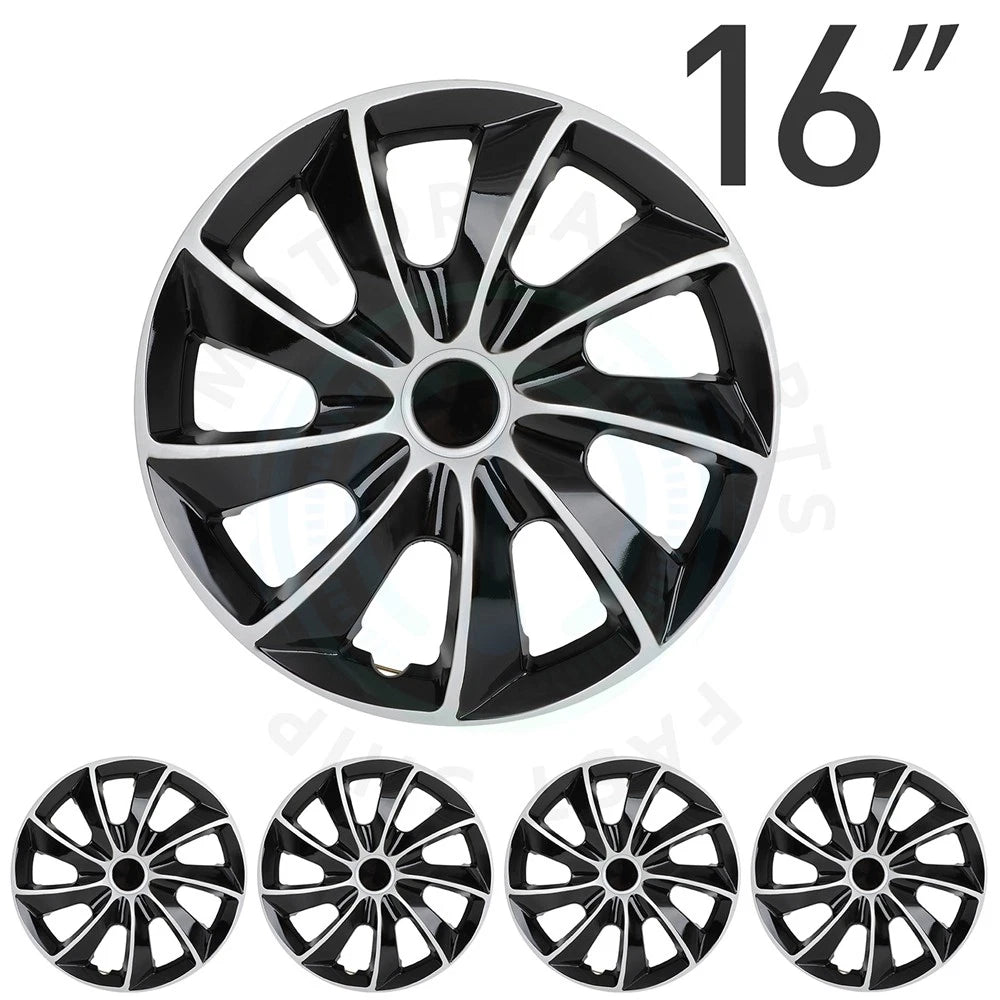 Set of 4 Black Universal Hub Caps for R16 Tire & Steel Rim