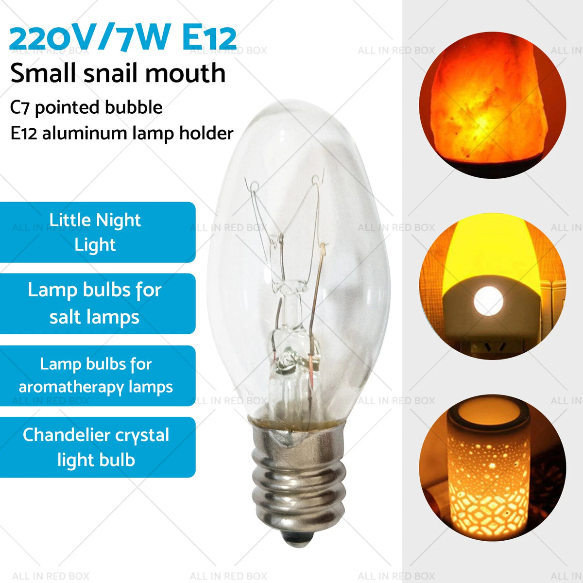 Clear Bulbs Night Light for E12 E14 (240V, 7W, 10W)