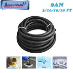 Fuel Hose Oil Gas Line AN8 Nylon Stainless Steel Braided 3FT 10FT 16FT 20FT
