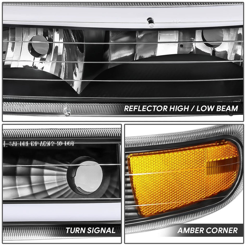 C-Shape LED DRL Headlights + Bumper Lamps for Silverado Suburban Tahoe (1999–2006)