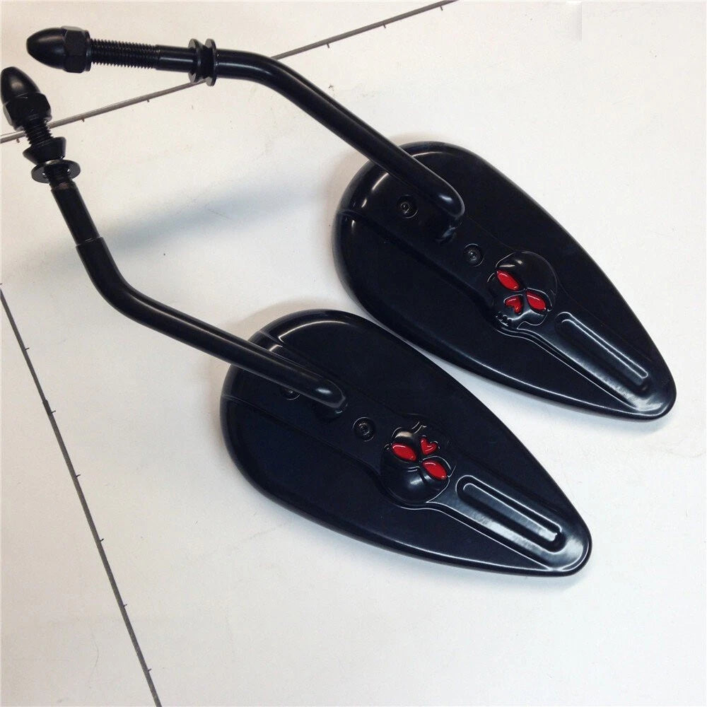 Black Skull Zombie Side Racing Mirrors for Harley Electra Glide Special (2017–2023)
