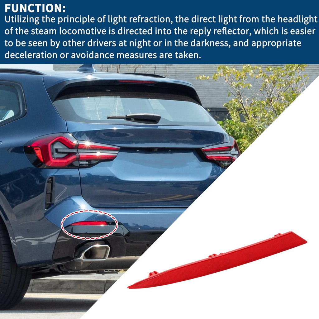Bumper Reflector No. 63148083833 for BMW X3 (2022–2024) Red Rear Left