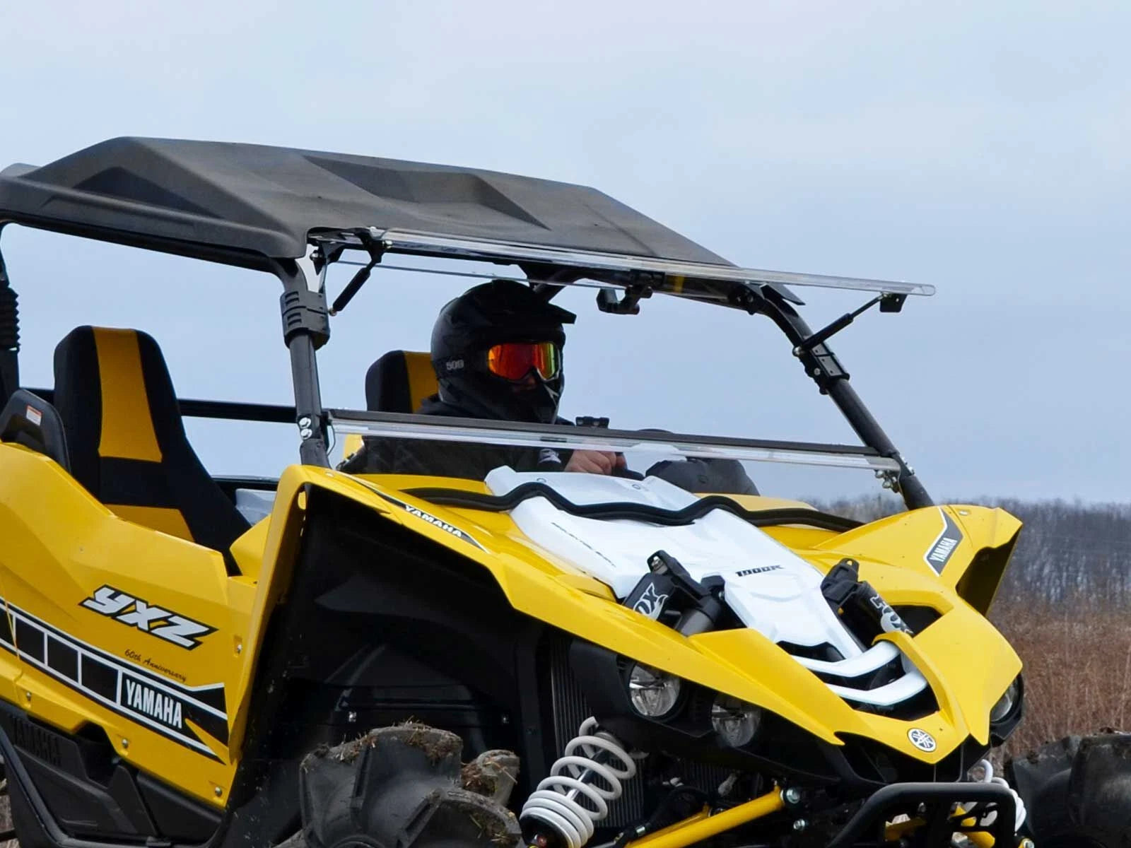 SuperATV Heavy Duty Scratch Resistant Flip Windshield for Yamaha YXZ (2016–2018)