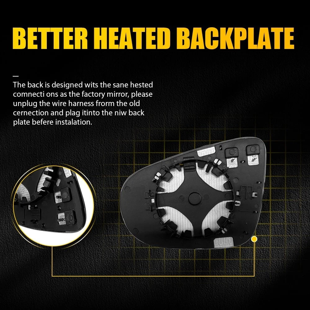 Heated Right Car Mirror Glass for Volkswagen Golf (2010–2014) 5K0857522A