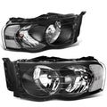 Set of 4 Black Housing Clear Lens Headlight, Signal Lamp, LED Fog Light for Ram (2002–2005)
