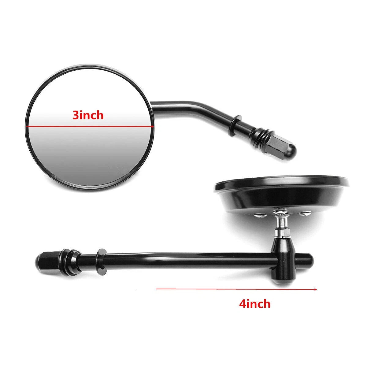 8mm Black Round Rearview Mirrors for Harley Davidson