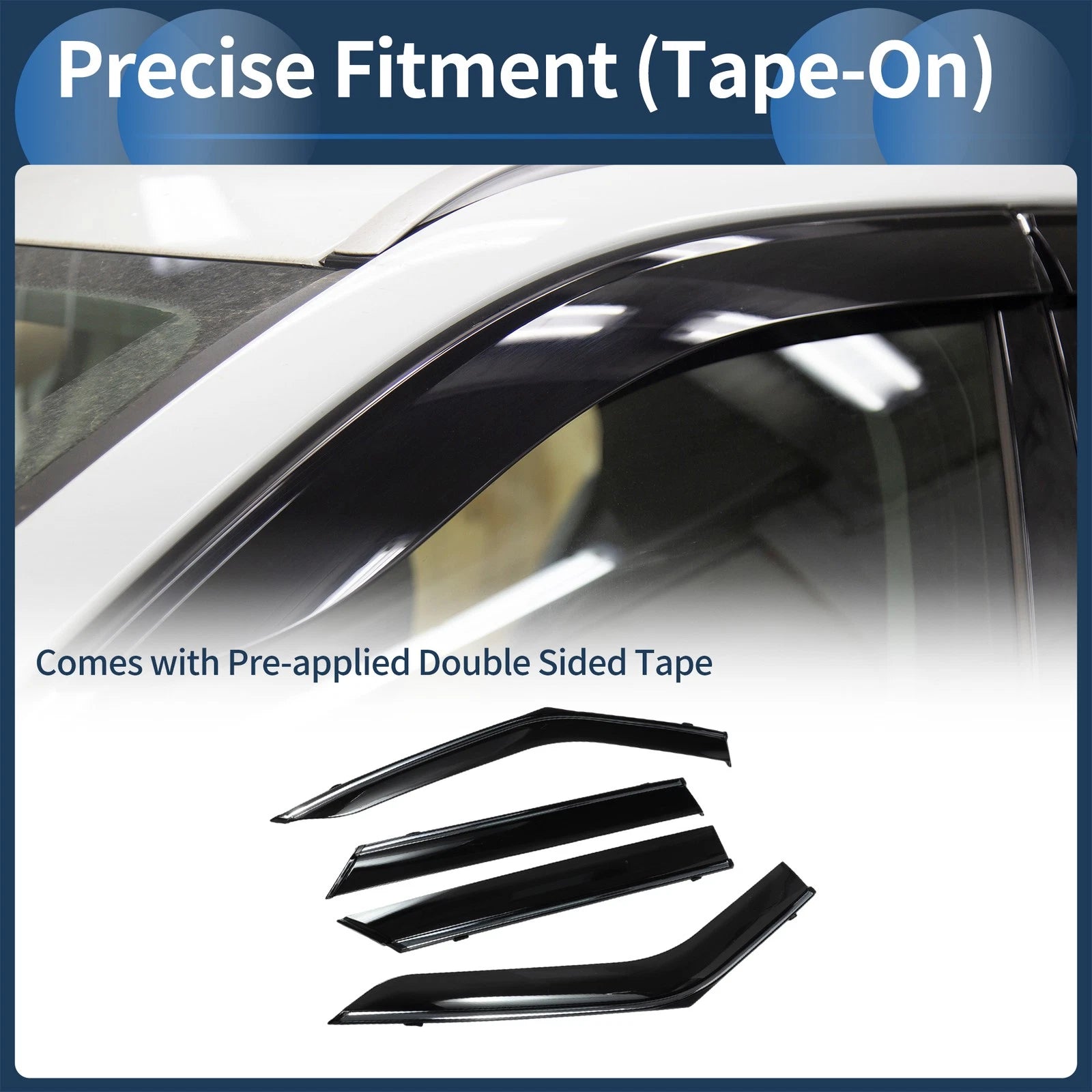 Set of 4 Window Deflectors for Ford Explorer (2020) - Black Vent Visors
