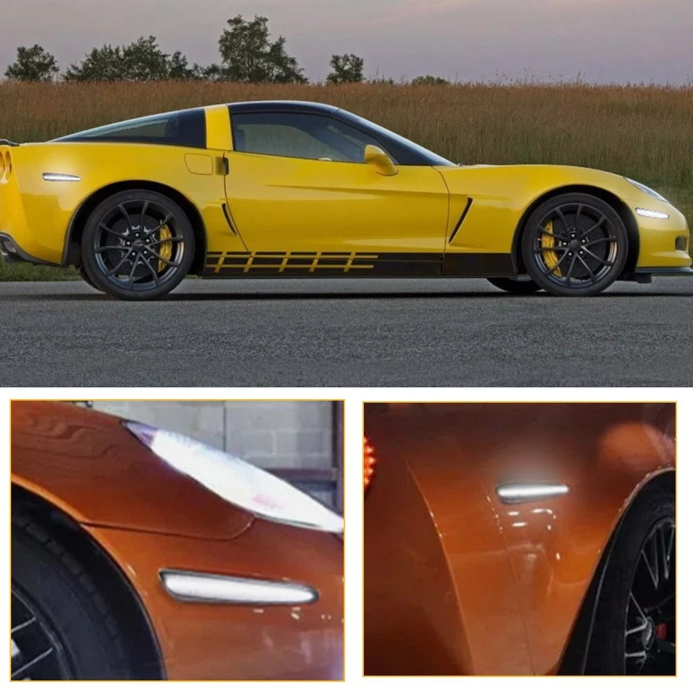 Set of 4 Smoke LED Side Marker Lights for Chevy Corvette C6 (2005–2013)
