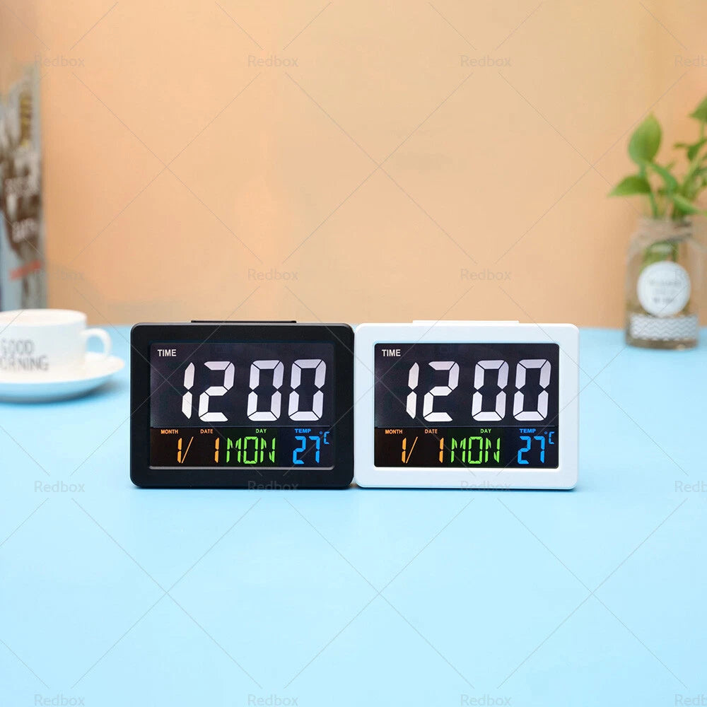 LED Wall Desk Clock with Calendar and Temperature for Home Office (02-19)