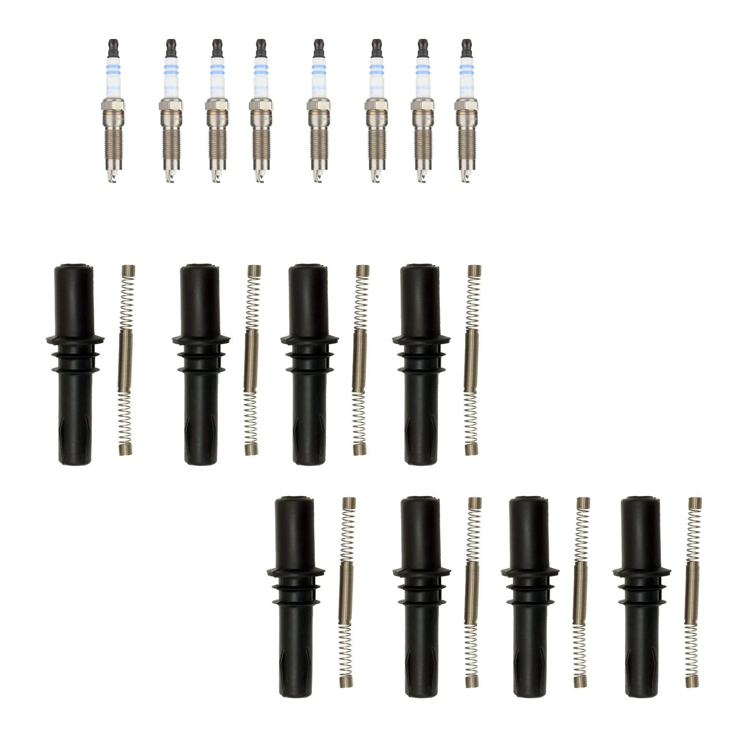 Set of 8 Double Iridium Spark Plugs & NGK Coil Boots for F-150 Mustang V8 (2015–2023)