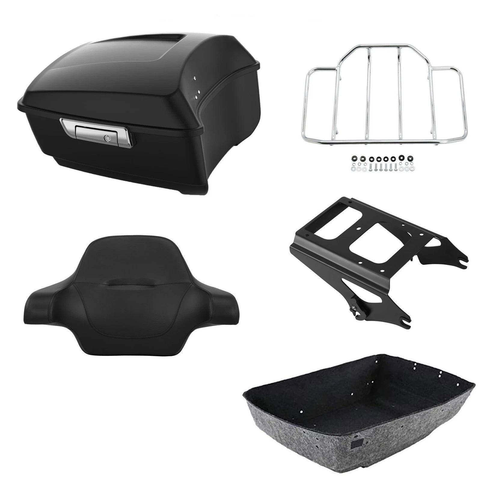 Trunk Pad Backrest Mounting Rack for Harley Touring (2009–2013) Matte Black