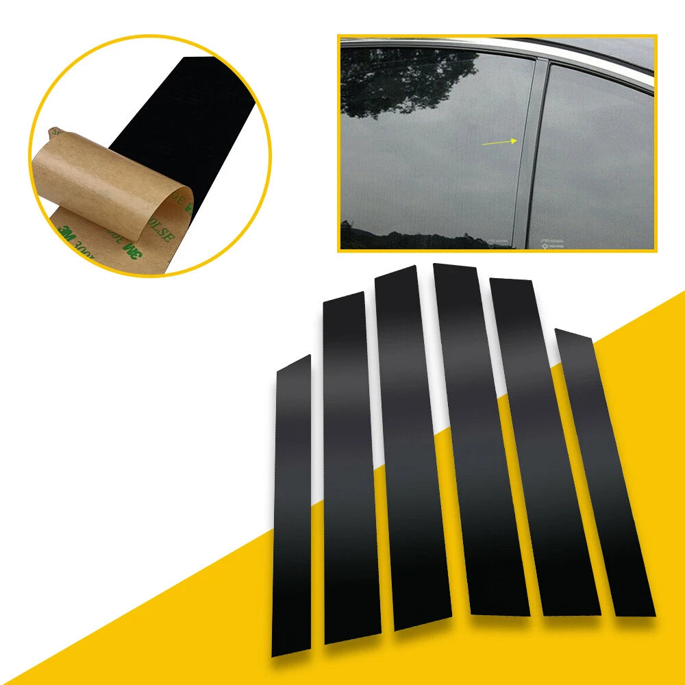 Set of 6 Black Window Post Pillar Covers for Honda CR-V (2007–2011)