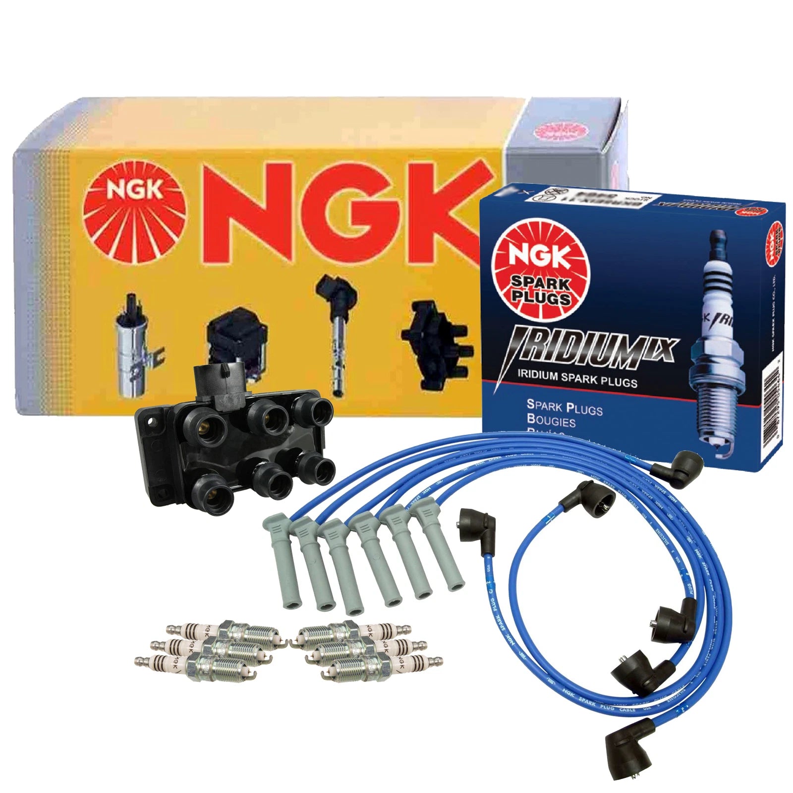 NGK DIS Ignition Coil Wires & 6 Iridium IX Spark Plugs for Ford Mercury (2000–2010)