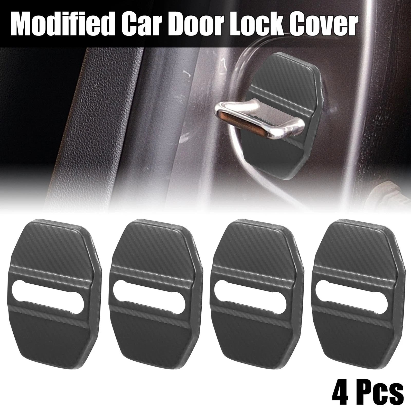 Set of 4 Car Door Lock Latches Cover Protector for Dodge Charger (2016–2021) Black & Gray