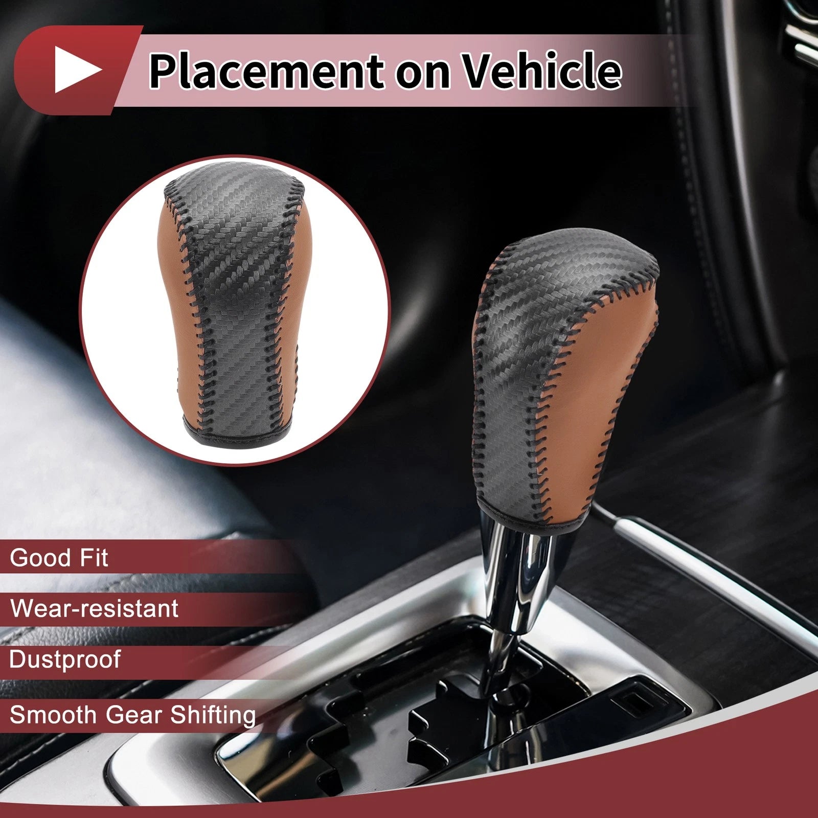 Gear Shift Knob Cover for Mazda CX-5 (2012–2023) Brown Faux Leather