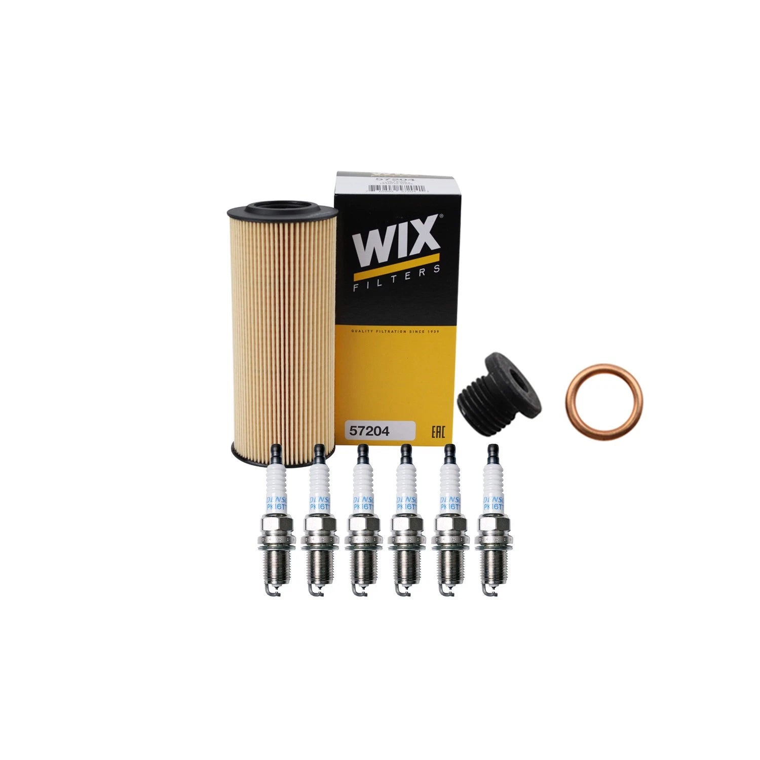 Wix Engine Oil Filter & Denso 6 Platinum Spark Plugs for Audi A5 A6 (2008–2018)