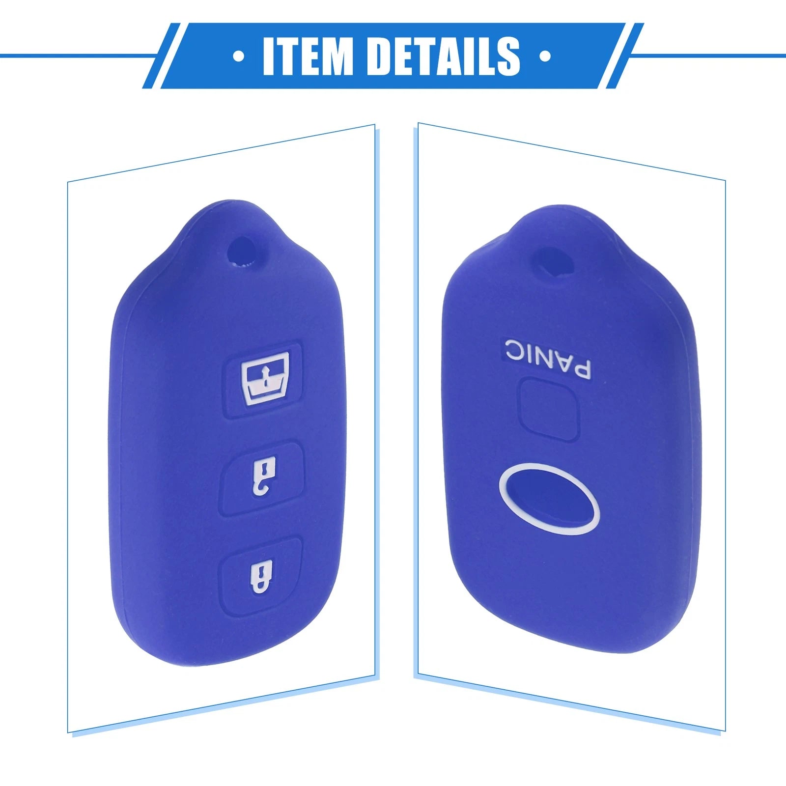 2X Remote Key Fob Case for Toyota 4Runner, Sequoia (4 Button, Silicone, Blue)
