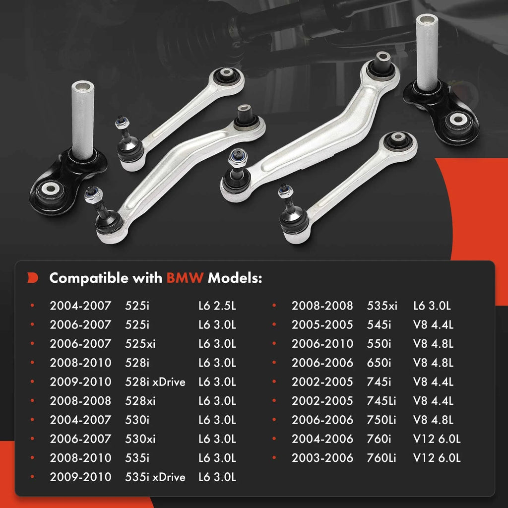 6X Rear Control Arm with Ball Joint for BMW 535i 550i 525i 528xi (2008–2016)