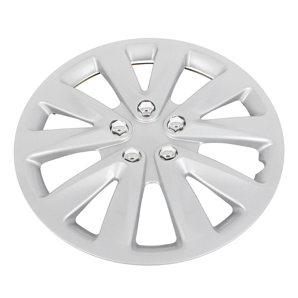 Set of 4 Wheel Covers 15" Snap-On Full Silver Hub Caps for All Vehicles