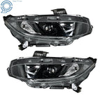 Set of 2 Halogen Projector Headlights for Honda Civic (2016–2021)