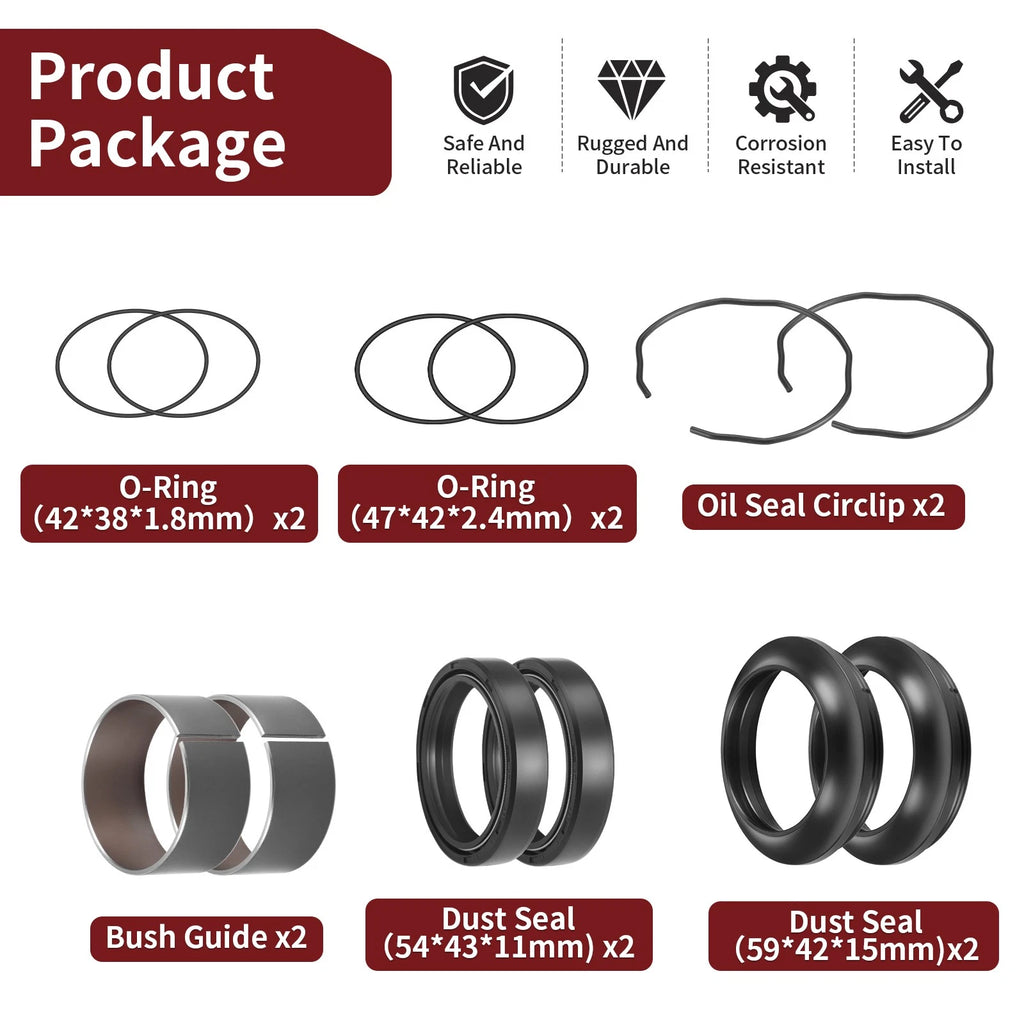 Fork Bushing Dust Oil Seals O-Ring Kit for Suzuki GSXR 1000 (2009–2024)