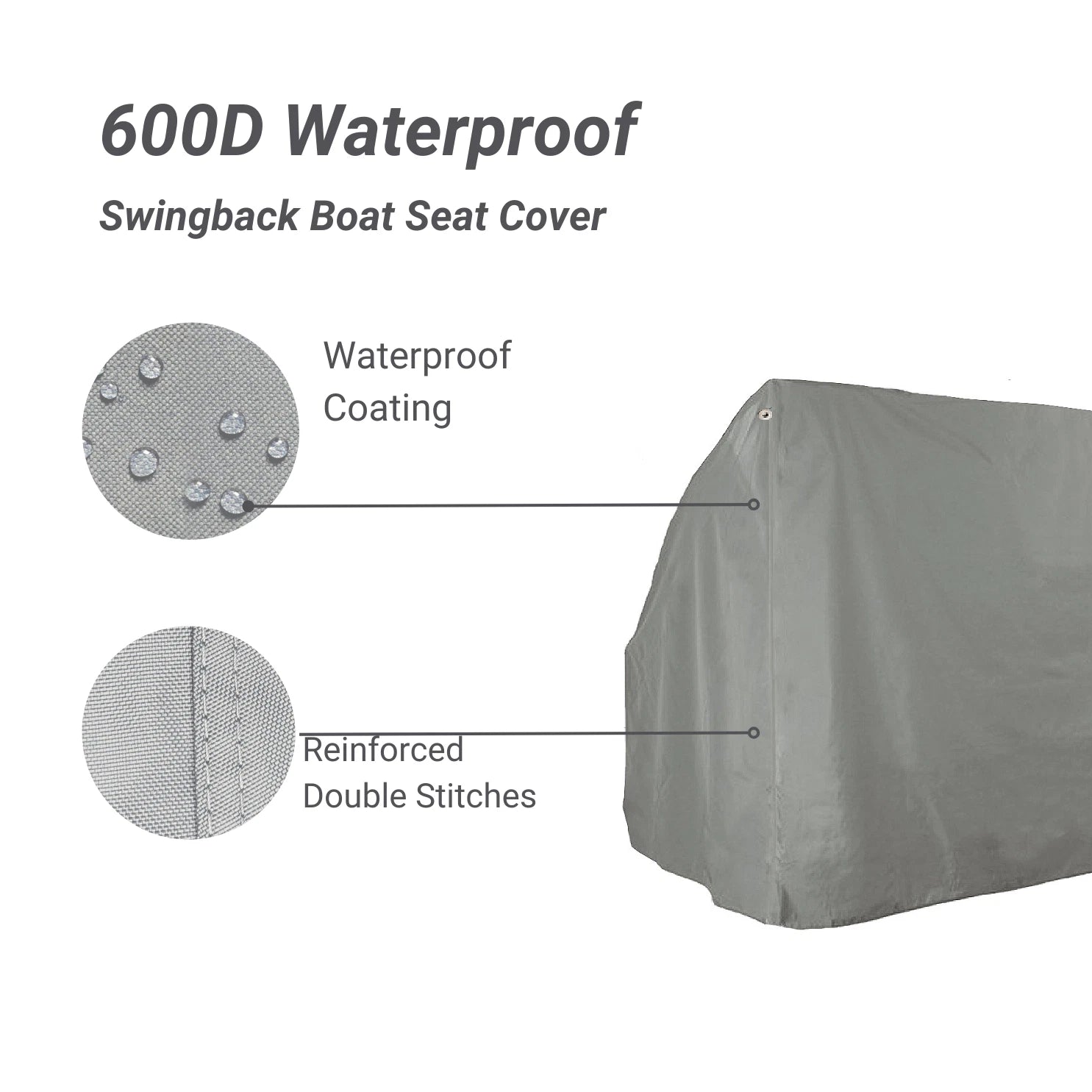Waterproof Swing Back Seat Cover for Boat Pontoon (20"D x 36"W x 36"H)
