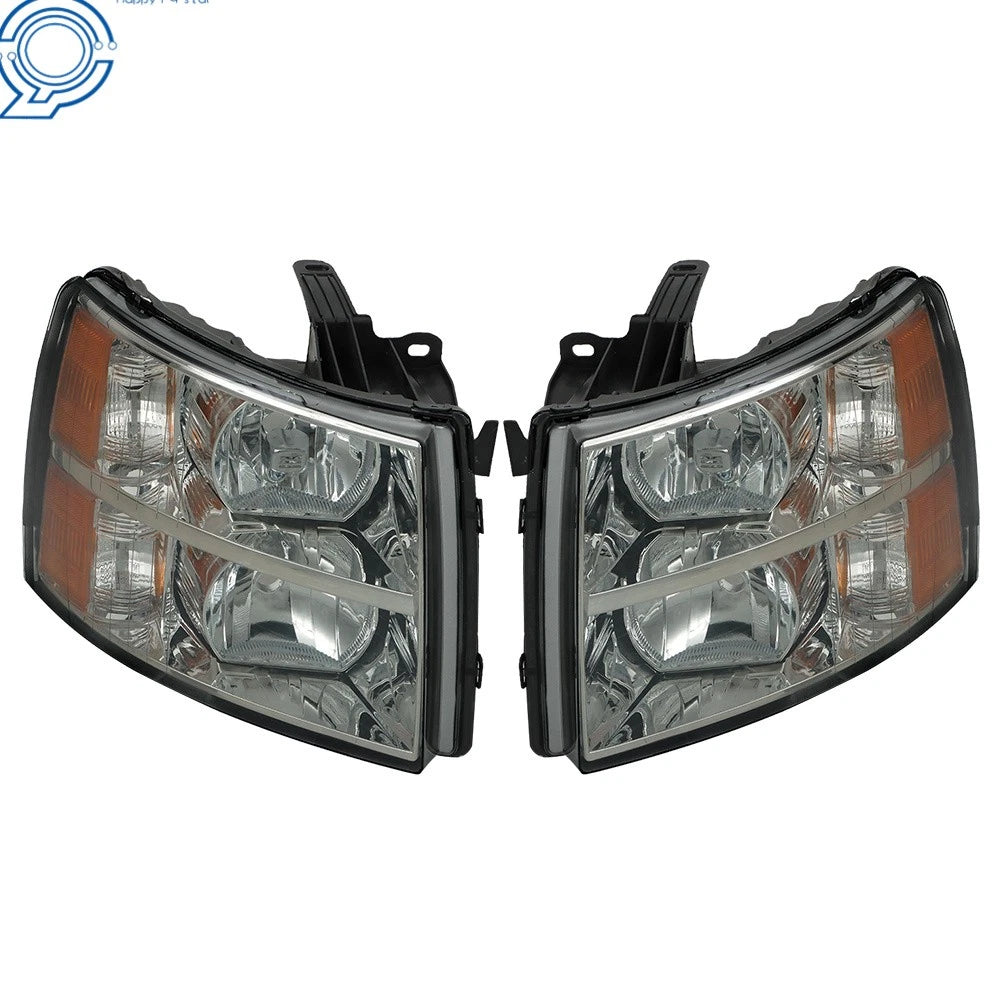 Set of 2 Headlights for Chevy Silverado (2007-2013) Black Housing Smoke