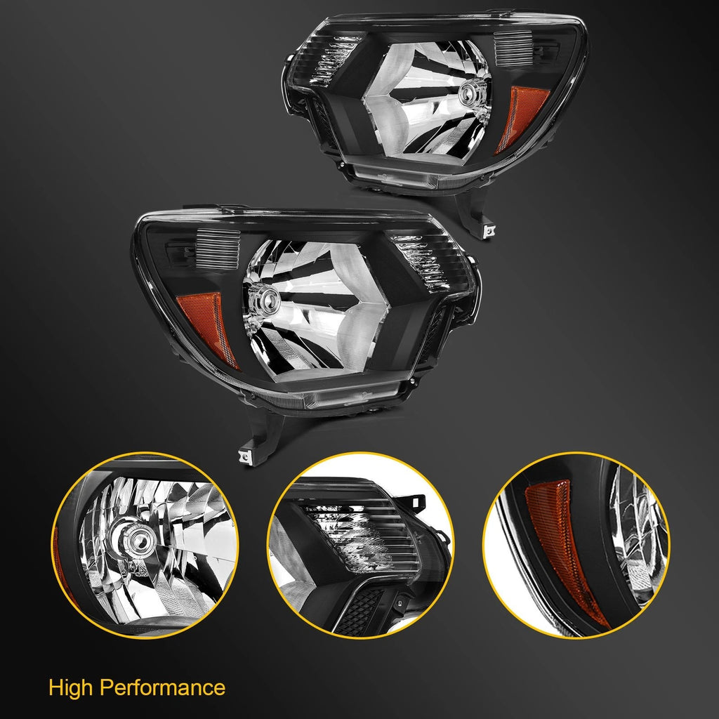 Headlight Assembly for Toyota Tacoma (2012–2015) Black Amber Left Right