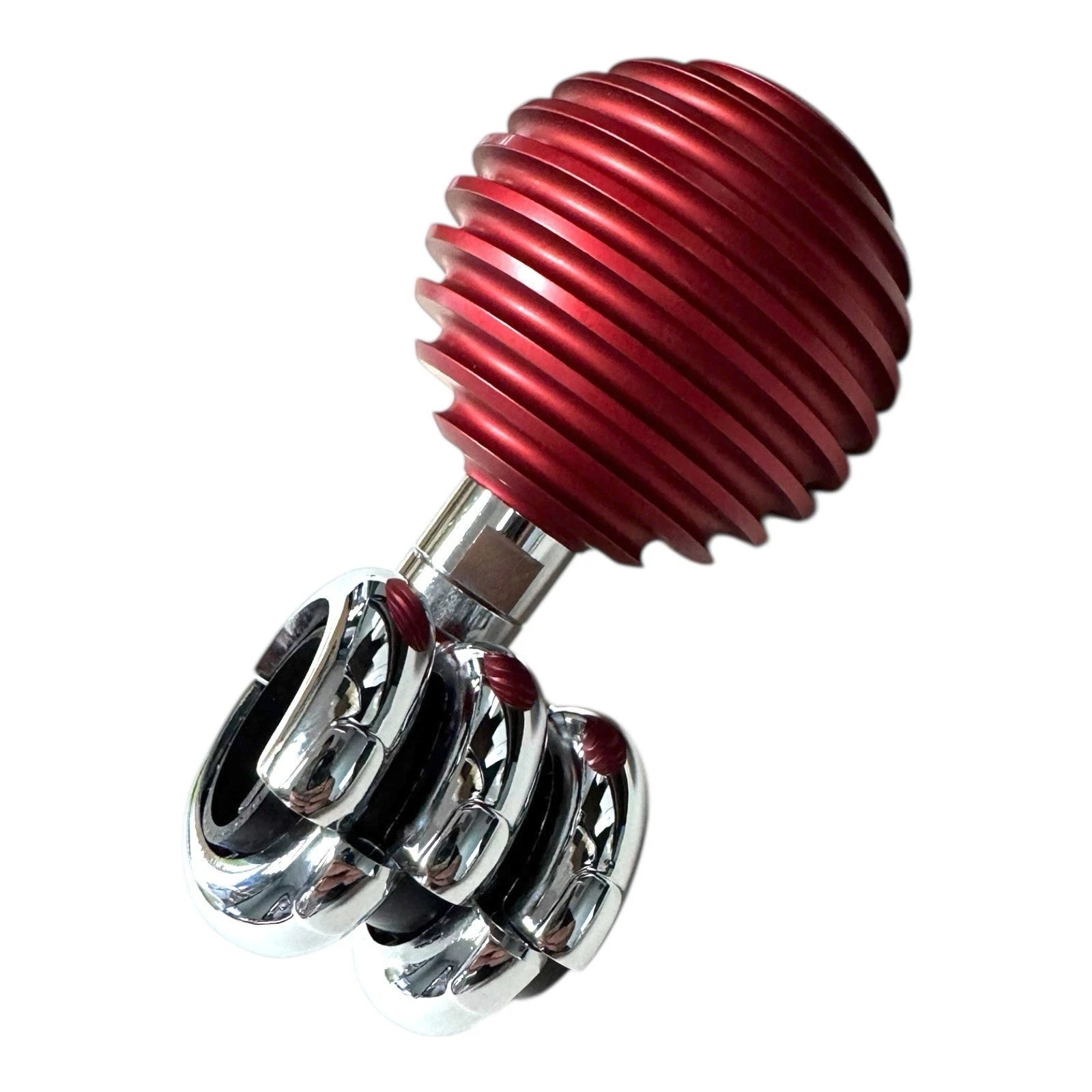 Steering Wheel Spinner Suicide Knob for Red Grooved Atomic Aluminum (Universal)