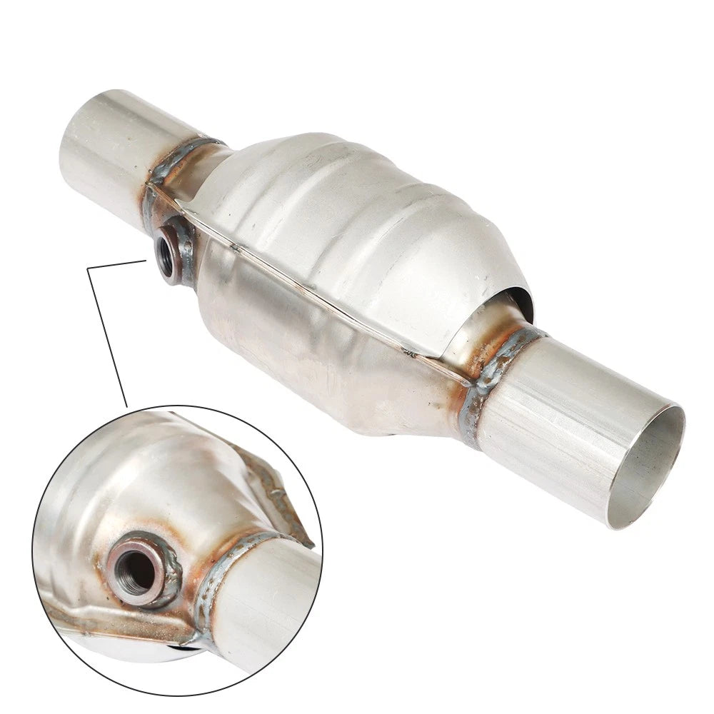 Set of 2 Universal Catalytic Converters with O2 Sensor Port 2.25 Inches