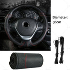 Leather Steering Wheel Cover for 38cm Cars (Universal Fit)