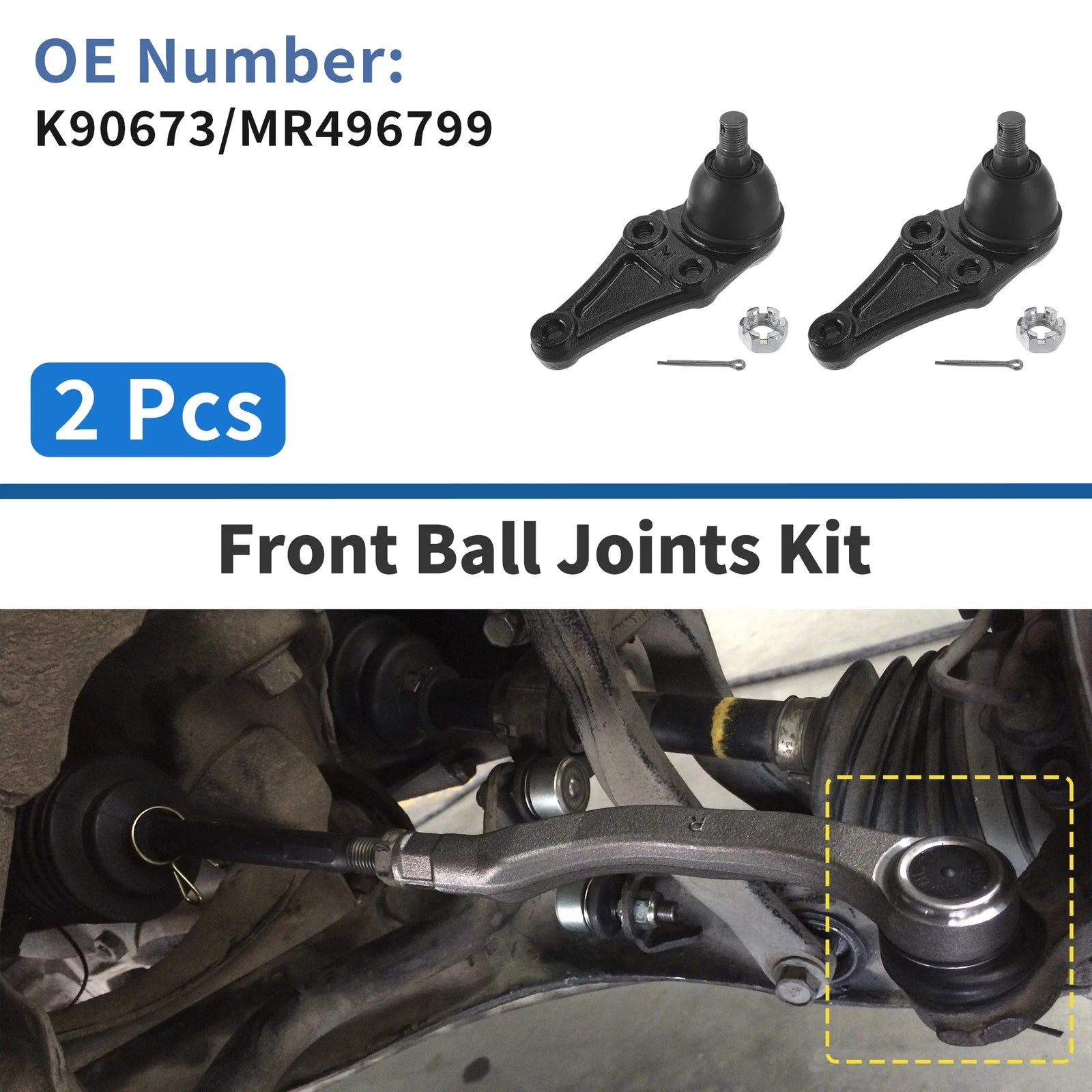 2 Pcs Front Lower Ball Joints for Mitsubishi Montero Limited (2001–2006) No.K90673