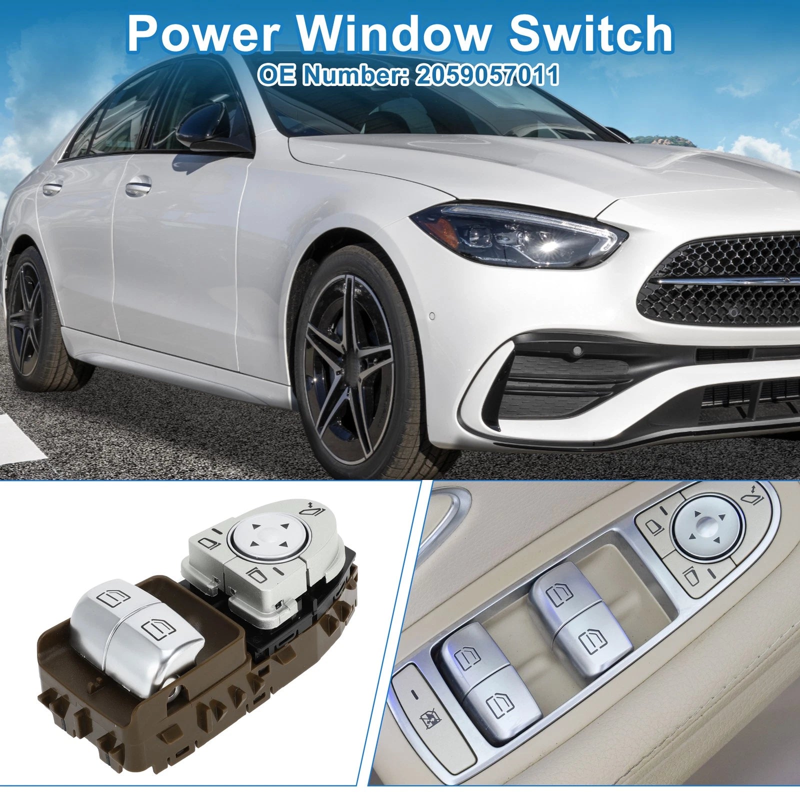 Front Driver Side Power Window Switch for Mercedes-Benz C300 C43 (2015–2021) No. 2059057011