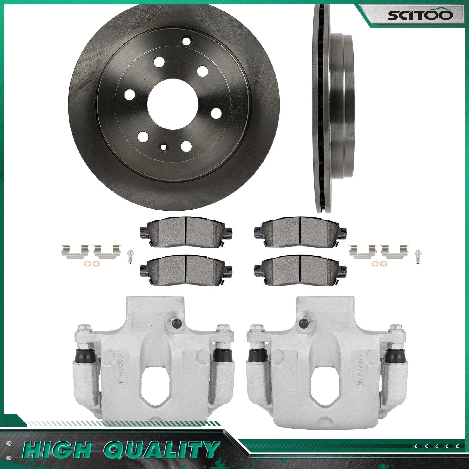 Rear Brake Calipers Rotors Ceramic Pads for Buick Enclave (2008–2017)