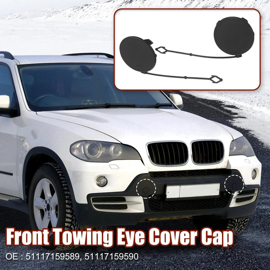 Pair Tow Hook Cover Cap Front Bumper for BMW X5 (2006-2010)