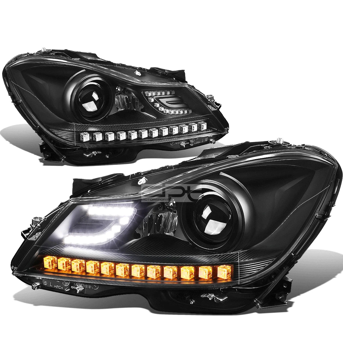 LED DRL Projector Headlight Pair for Mercedes C-Class (2012–2015)