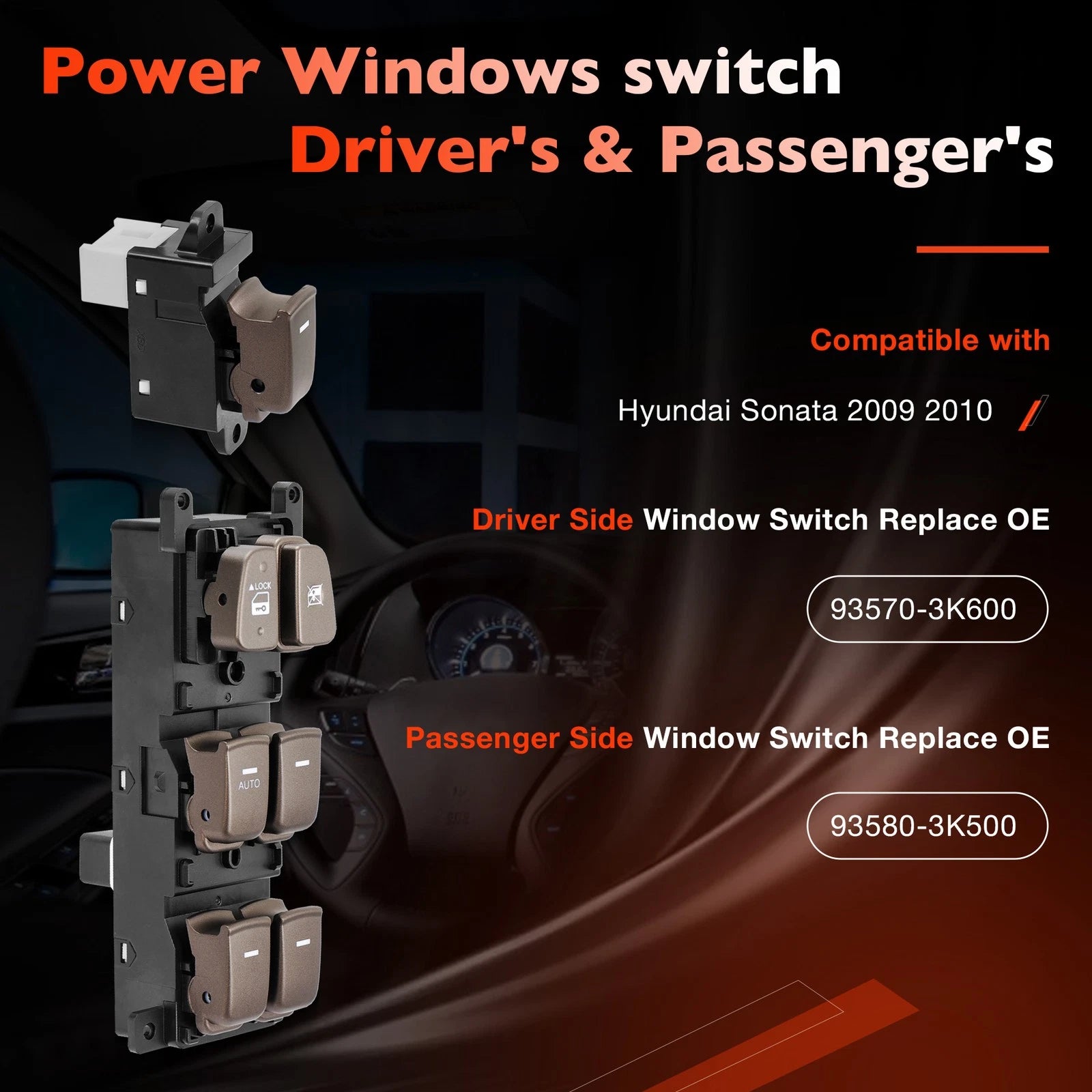 Master Power Window Control Switch Kit for Hyundai Sonata (2009–2010) 93570-3K600