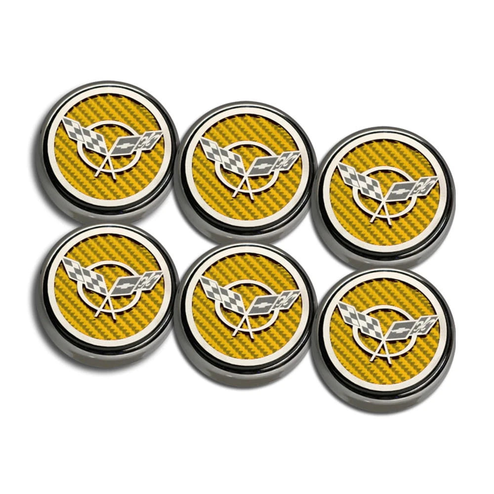Chrome Cap Covers with Orange Carbon Fiber Inlay for 1997-2004 Chevy Corvette