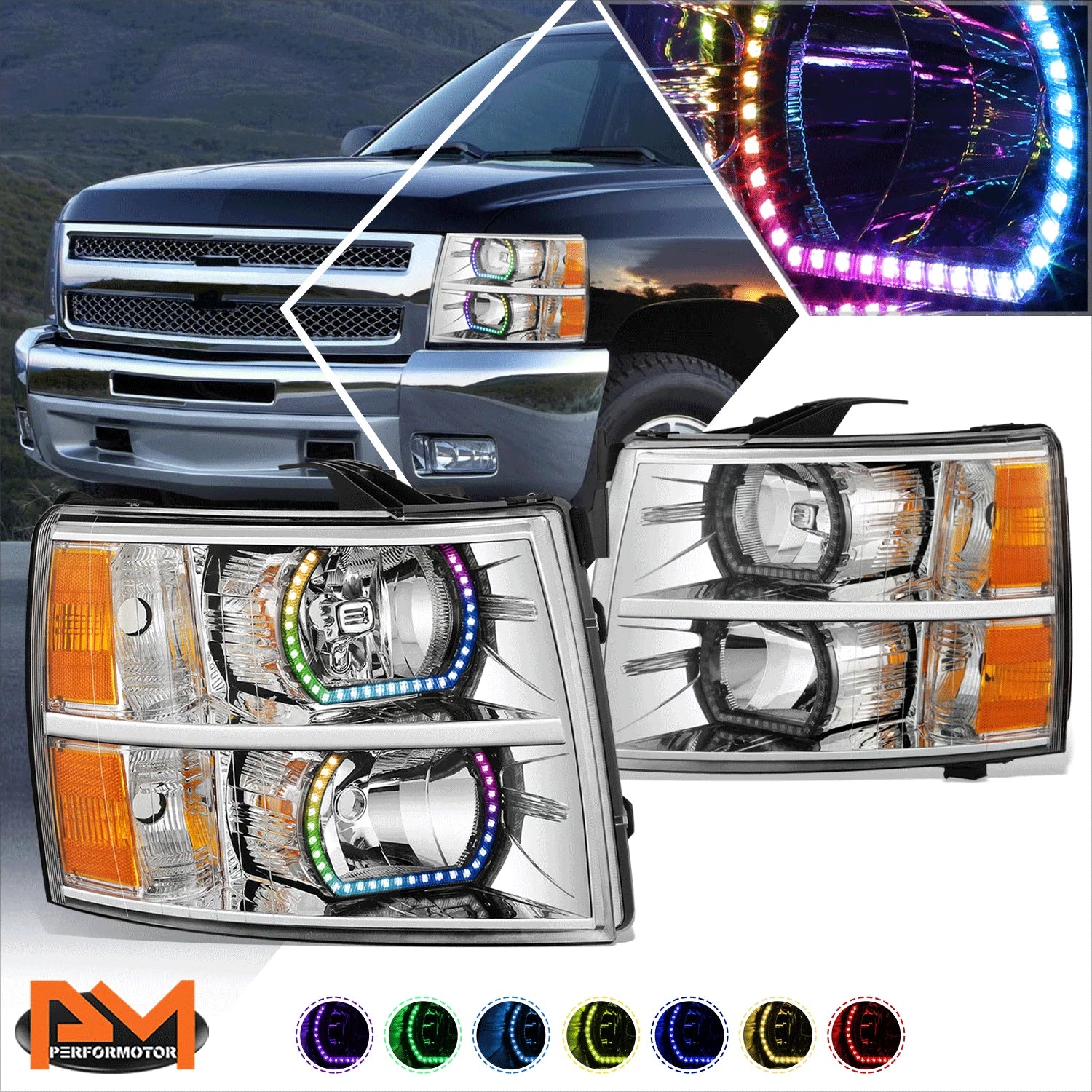Headlight Lamps for Ford Super Duty (2017–2019) Black Housing Amber Corner