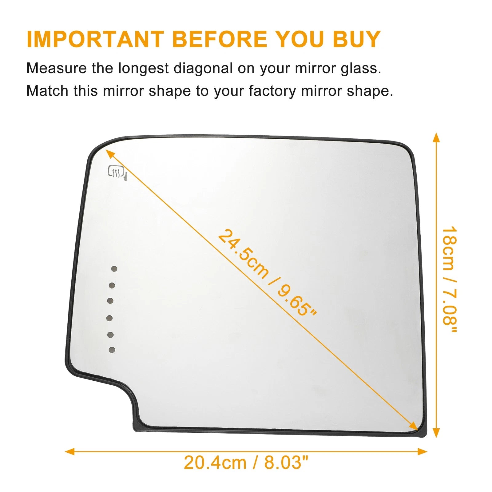 Heated Left Upper Side Rearview Mirror Glass for Chevrolet Silverado 1500 (2014–2019)