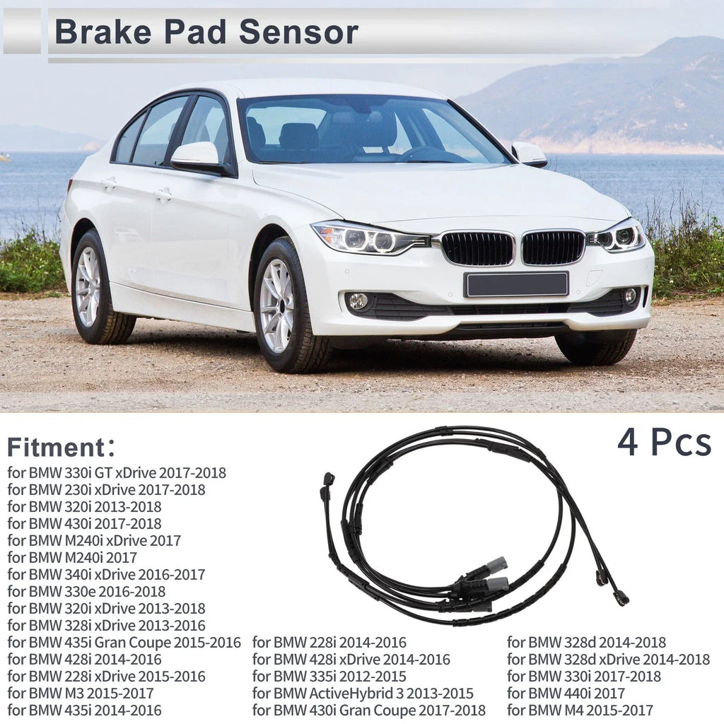 Front & Rear Wheel Brake Pad Wear Sensor for BMW 330i GT xDrive