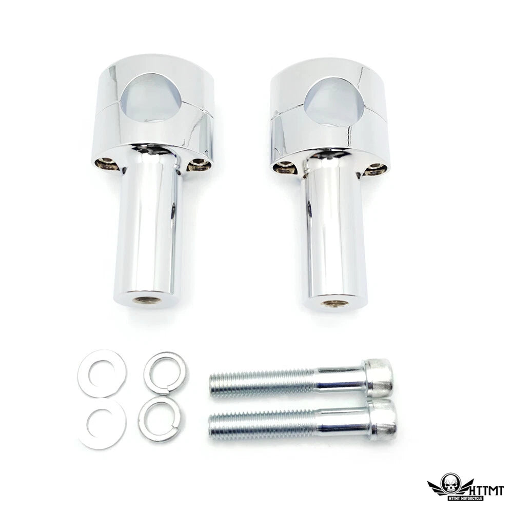 4" Solid Billet Chrome Riser Kit for 1-1/4" Handlebars (1/2-13UNC)
