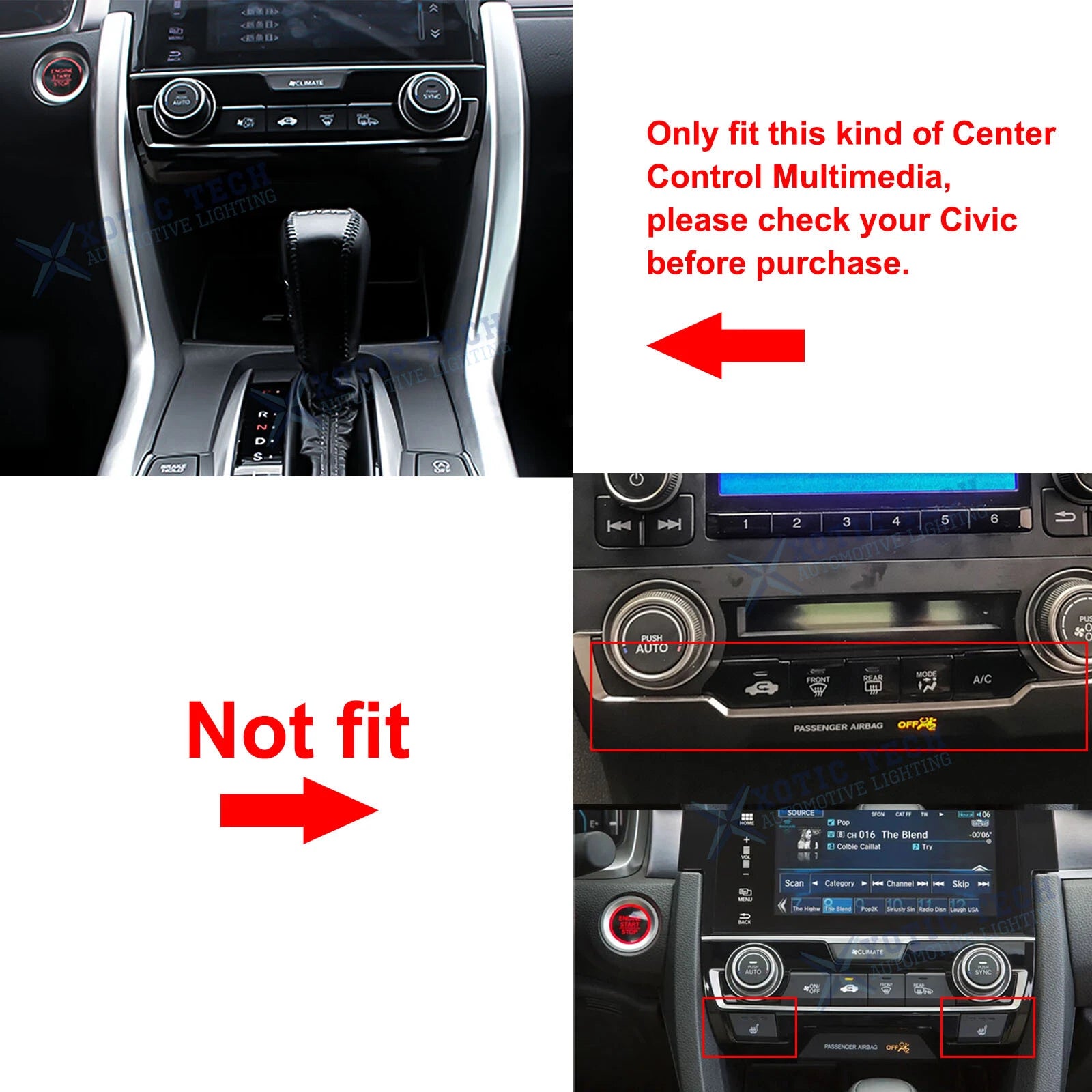 ABS Chrome Gear Shift Frame Cover Trims for Honda Civic 2016-2021