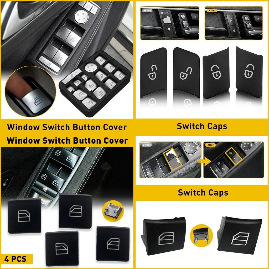 Set of 4 Window Switch Repair Caps for Mercedes W222 W205 X253 (2014–2020)
