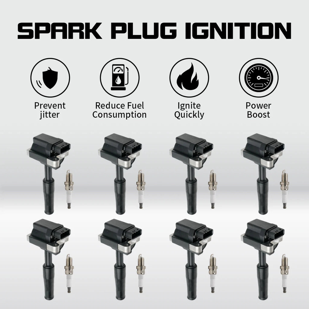 Set of 8 Ignition Coils + 8 Spark Plugs for Jaguar Vanden Plas XJ8 XJR XK8 XKR (1999–2003) UF415