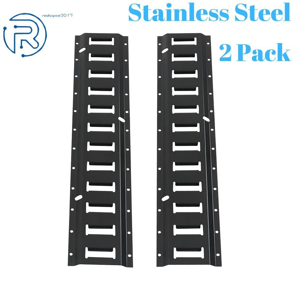 Set of 2 Black Steel E Track Tie Down Rails for Garages Vans Trailers
